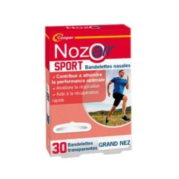 Nozoair Sport Grand Nez 30 Bandelettes Transparentes