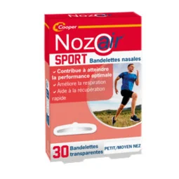 Nozoair Sport Petit/Moyen Nez 30 Bandelettes Transparentes