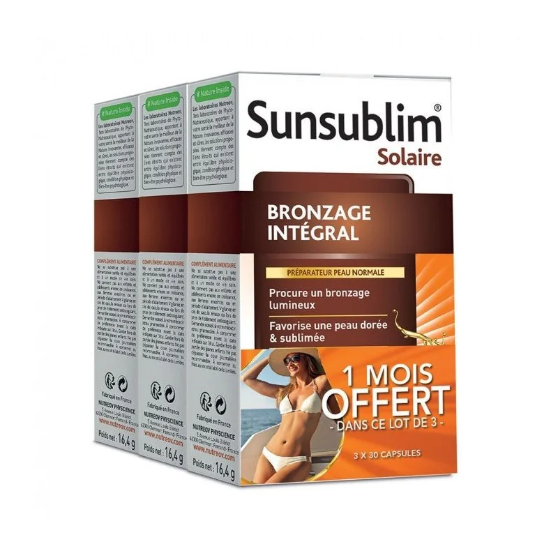 Nutreov Sunsublim Bronzage Intégral 3x30 Capsules dont 1 boite offerte