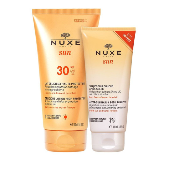 Nuxe Sun Lait Délicieux Haute Protection SPF30 150ml+ Shampooing Douche Après-soleil 100ml OFFERT