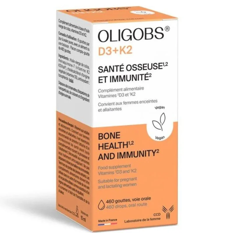 Oligobs D3+K2 Santé Osseuse et Immunité 460 gouttes