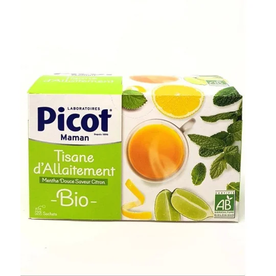 Picot Tisane d'Allaitement Menthe Douce Saveur Citron Bio 20 Sachets