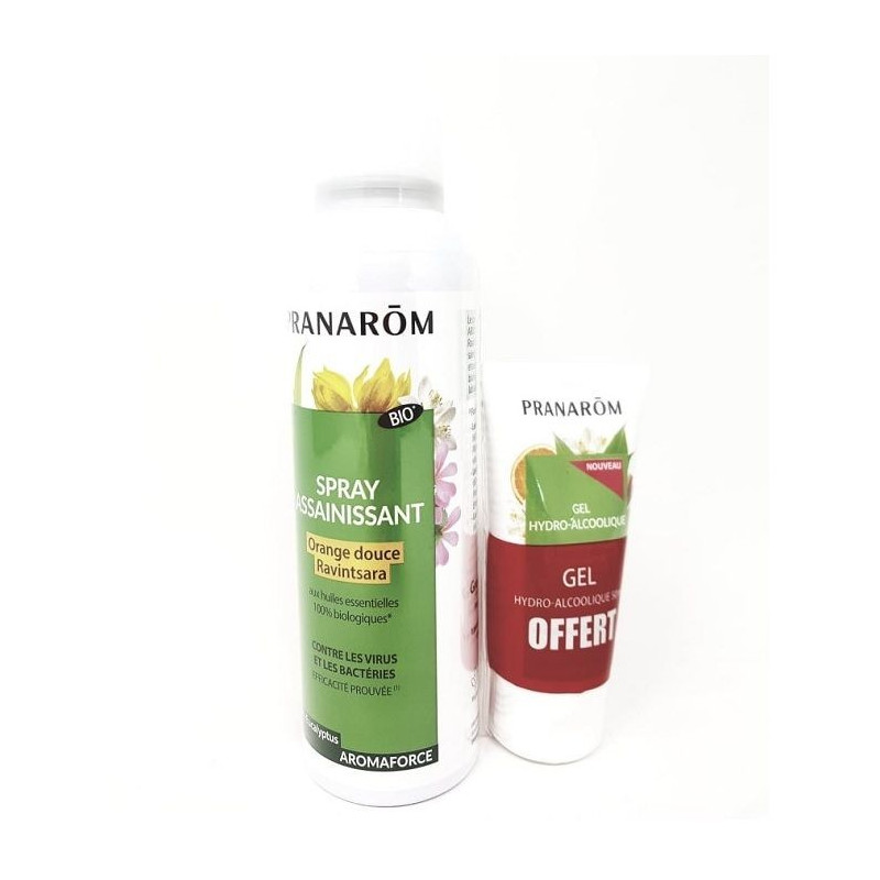 Pranarôm Aromaforce Spray Assainissant Orange Ravintsara Bio 150ml+ Gel Hydro-alcoolique 50ml OFFERT