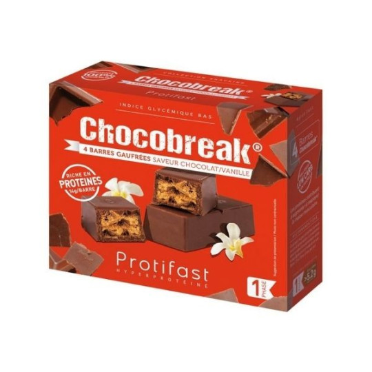 Protifast Chocobreak Barres Gaufrées Saveur Chocolat/Vanille X4