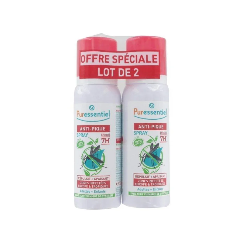 Puressentiel Anti-Pique Spray Repulsif et Apaisant Lot de 2x75ml