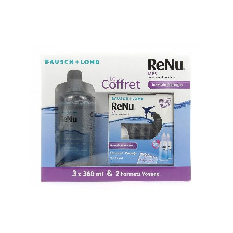 Renu MPS COFFRET Solution multifonction lentilles de contact souples 360mlx3 + 1 pack voyage 2x60ml OFFERT