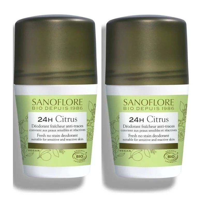 Sanoflore Déodorant 24 Heures Citrus Bio et Vegan 2X50ml