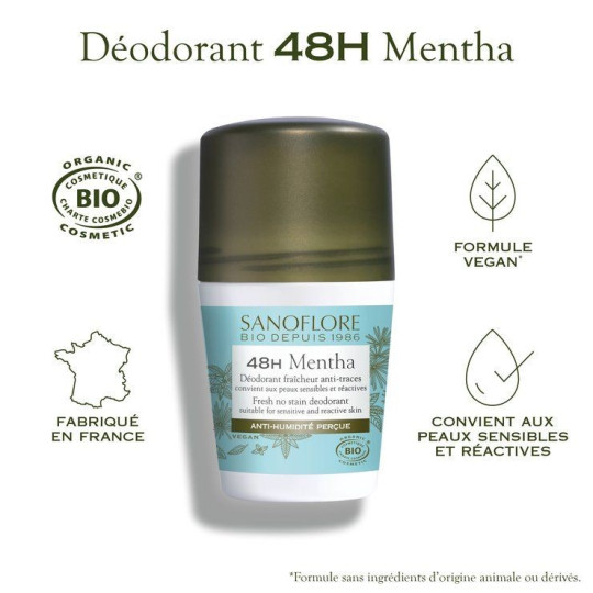 Sanoflore Déodorant 48 heures Mentha Bio et Vegan 50ml