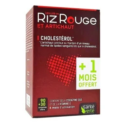Santé Verte Riz Rouge et Artichaut Cholestérol 90+30 comprimés