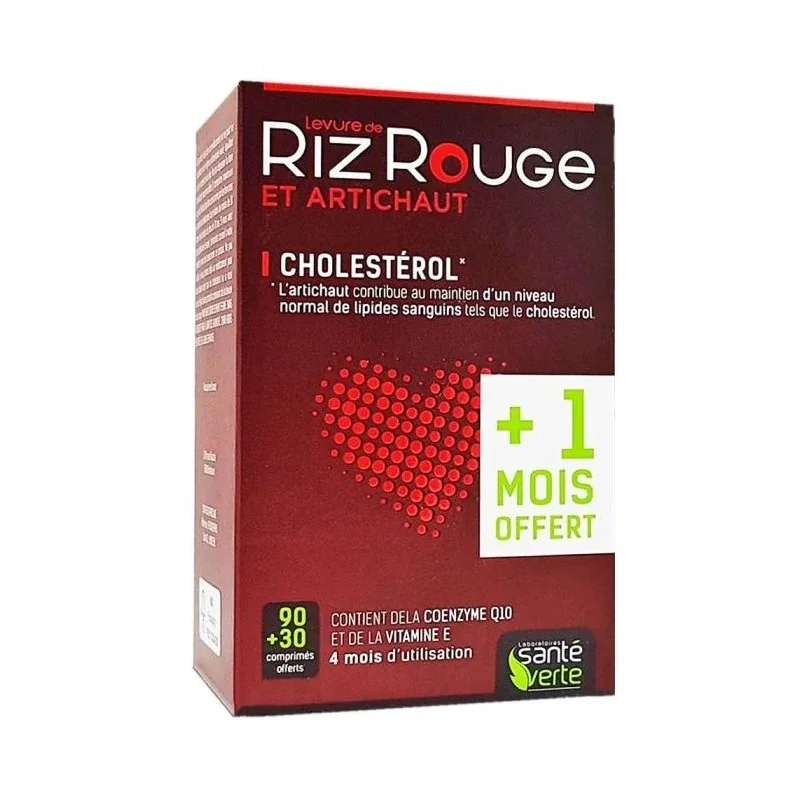Santé Verte Riz Rouge et Artichaut Cholestérol 90+30 comprimés
