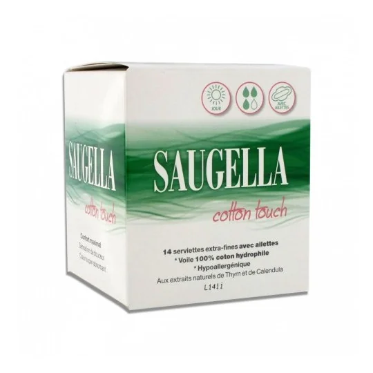 Saugella 14 Serviettes Extra Fines Cotton touch