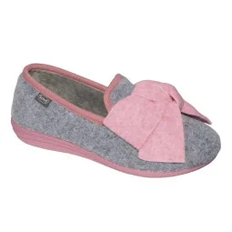 Scholl Chausson Creamy Gris Noeud Rose-T40