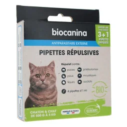 Biocanina 4 Pipettes Répulsives Chat de 500g à 5kg