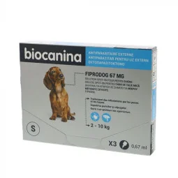 Biocanina Fiprodog 67mg Antiparasitaire Externe 2-10kg 3 Pipettes