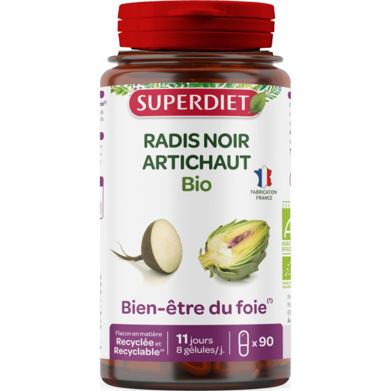 SuperDiet Radis Noir-Artichaut Bio Vegan 90 gélules