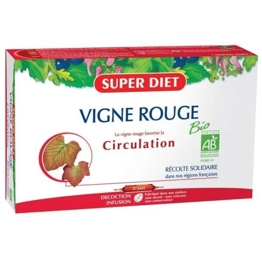 SuperDiet Vigne Rouge Bio Circulation 20 ampoules