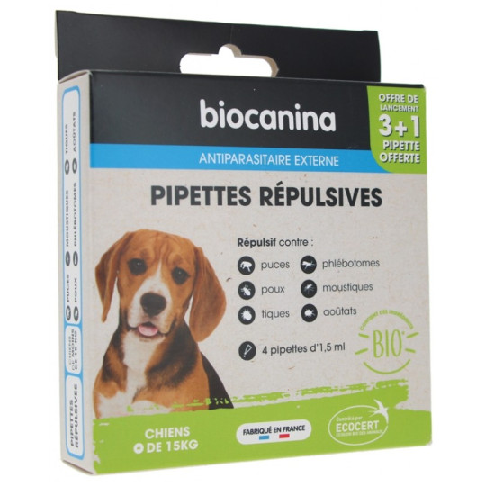 Biocanina Pipettes Répulsives 3+1Offerte Chiens -15KG