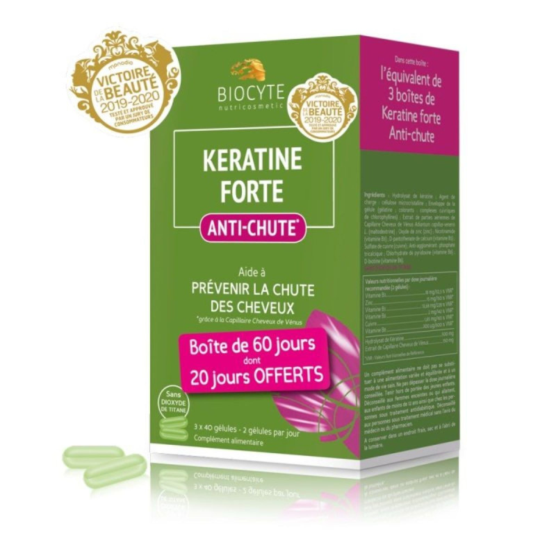 Biocyte Capillaire Keratine Forte Anti-Chute 120 Gélules dont 40 OFFERTES