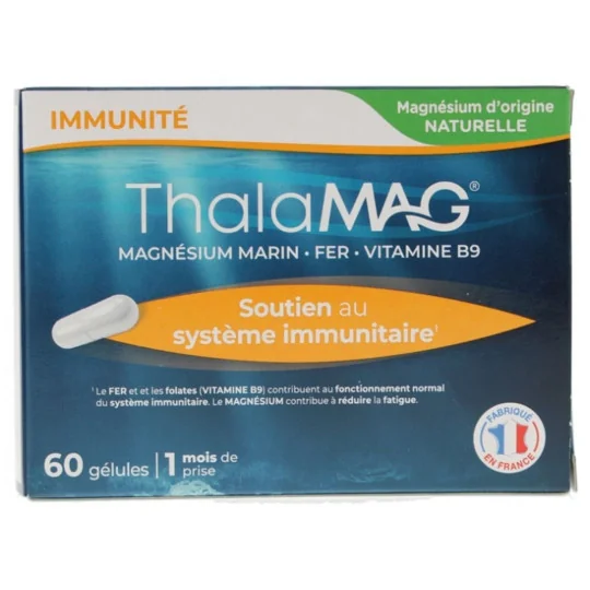 Thalamag Immunité Magnésium Marin Fer Vitamine B9 60 gélules