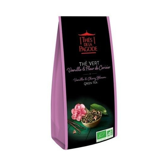 Thés de la Pagode thé vert Vanille et Fleur de Cerisier bio 100gr