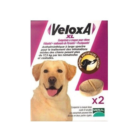 Veloxa XL 2 Comprimés Vermifuge Chien +17