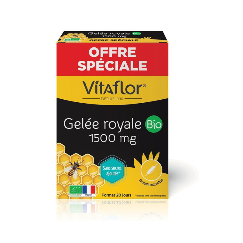 Vitaflor Gelée Royale Bio 1500mg 20 Ampoules de 10ml