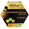 Vitaflor Gelée Royale Bio 2500mg + Vitamine D 20 Ampoules de 10ml