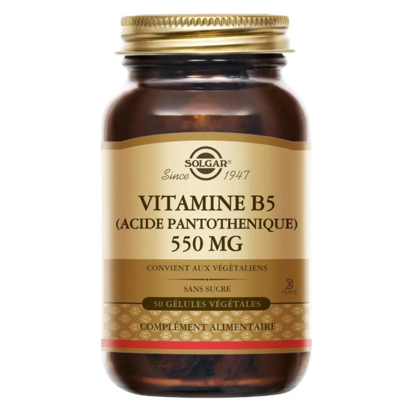 Solgar Vitamine B5 550 mg (acide pantothénique) 50 gélules végétales