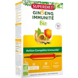 SuperDiet Ginseng Immunité Bio 20 ampoules de 15ml