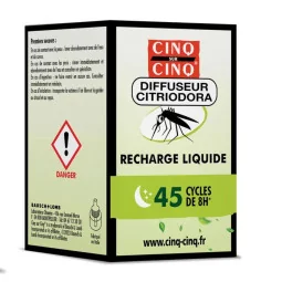 Cinq Sur Cinq Recharge Liquide Diffuseur Citriodora anti-Moustiques 25ml