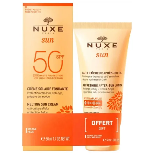 Nuxe Sun Crème Fondante SPF50 50ml+ Lait fraicheur Après-soleil 50ml OFFERT