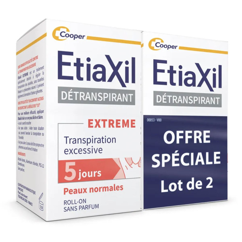 Etiaxil Détranspirant Peaux Normales Roll-on 2X15ml