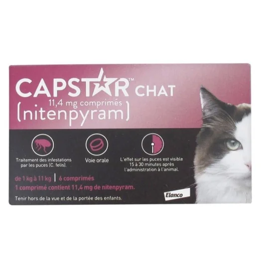 Capstar 11.4mg 6 comprimés Chats
