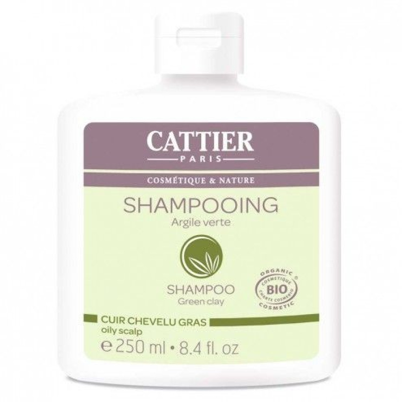 Cattier Shampooing Cheveux Gras Argile Verte 250 ml.