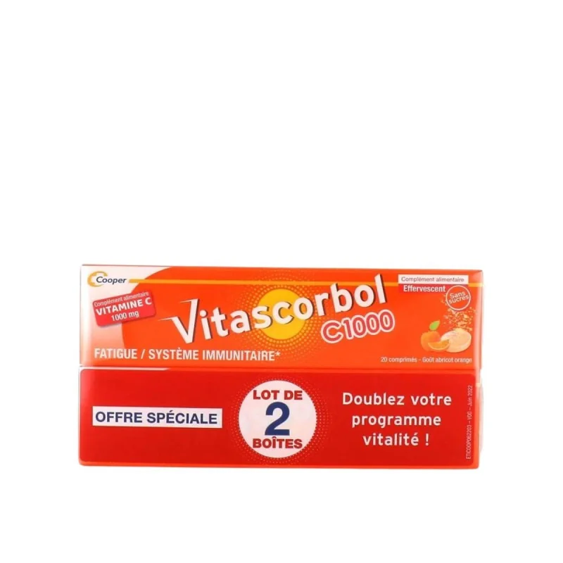 Cooper Vitascorbol C1000 Comprimés Effervescents 2X20