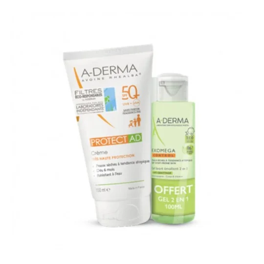 A-Derma Protect AD SPF50+ Crème 150ml + Gel Lavant Exomega control 100ml OFFERT