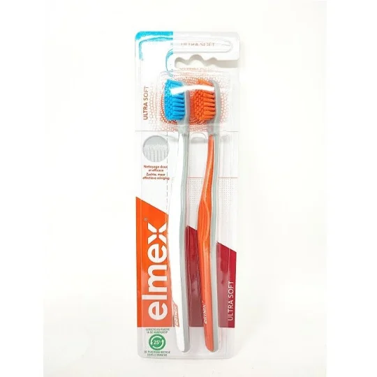 Elmex 2 Brosses à Dents Ultra Soft Blanc Orange