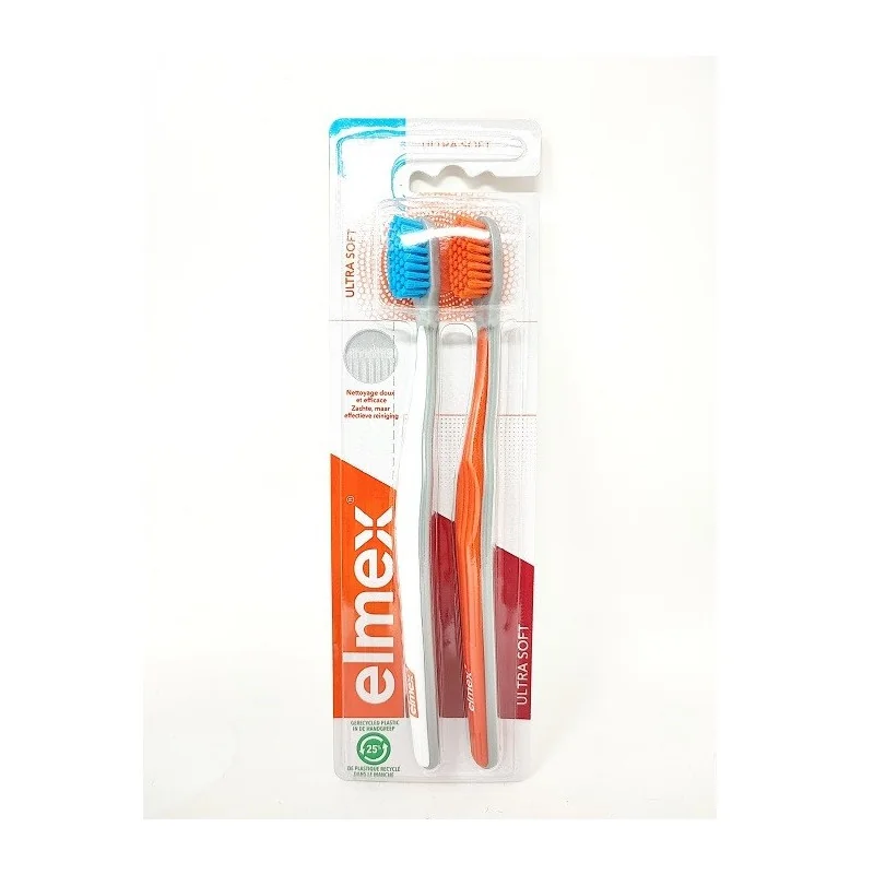 Elmex 2 Brosses à Dents Ultra Soft Blanc Orange