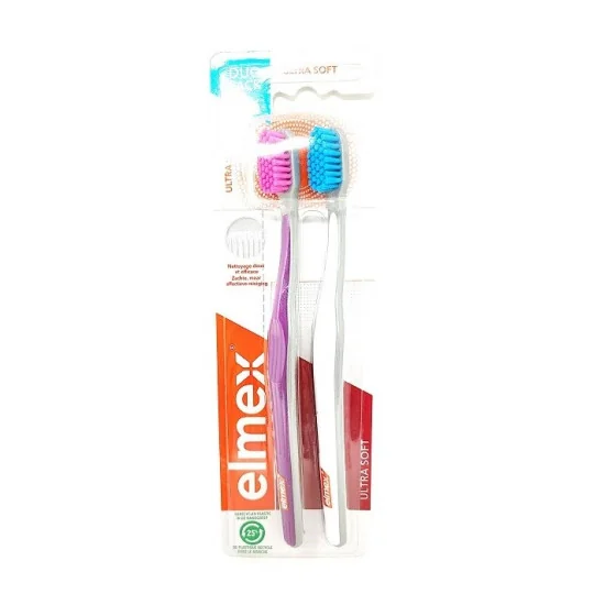 Elmex 2 Brosses à Dents Ultra Soft Violet Vert