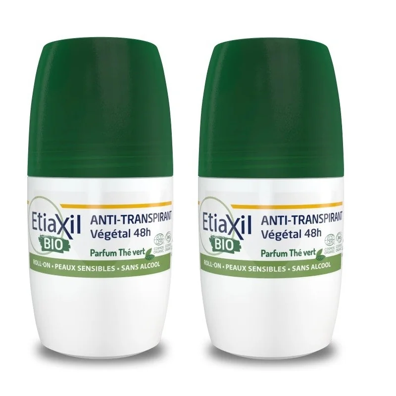 Etiaxil Anti-transpirant Bio Végétal Thé Vert 48 Heures 2X50ml