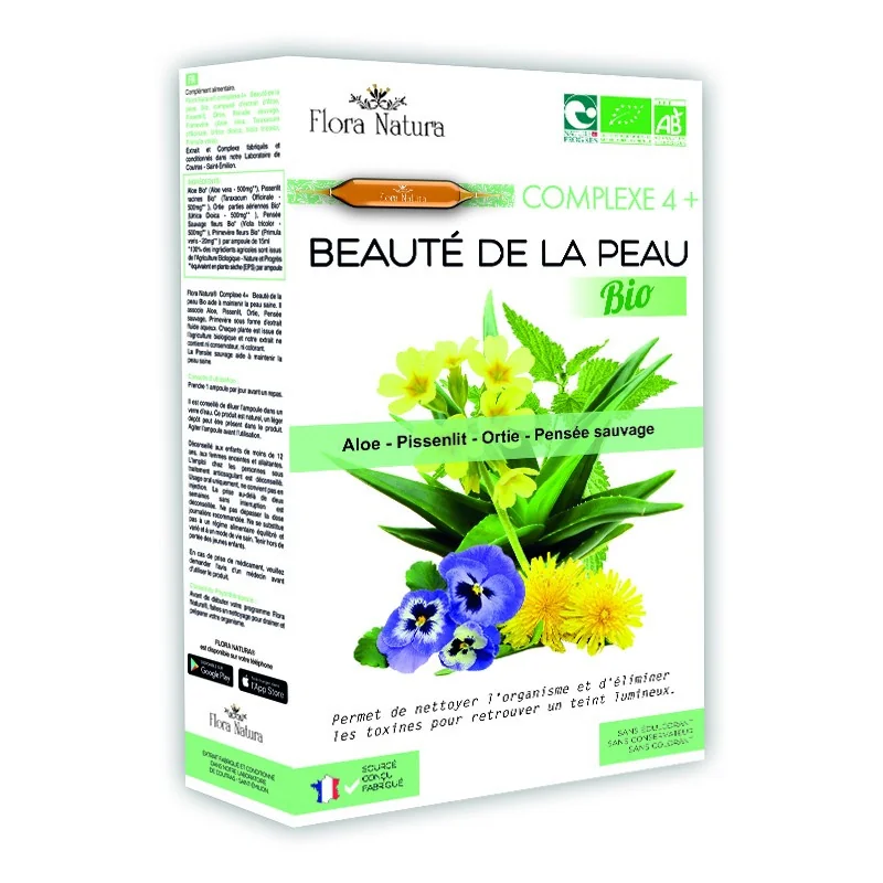 Flora Natura Beauté De La Peau Complexe 4+ Bio 20 Ampoules de 15ml