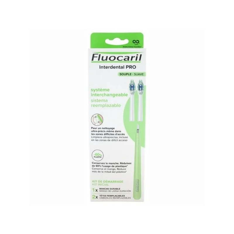 Fluocaril Brosse à Dents Interdental Pro -2 Têtes Interchangeables Souple