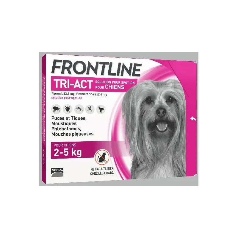 Frontline Tri-Act chiens 2-5kg 3 pipettes