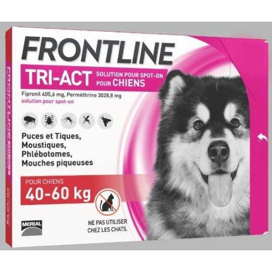 Frontline Tri-Act chiens 40-60kg 3 pipettes