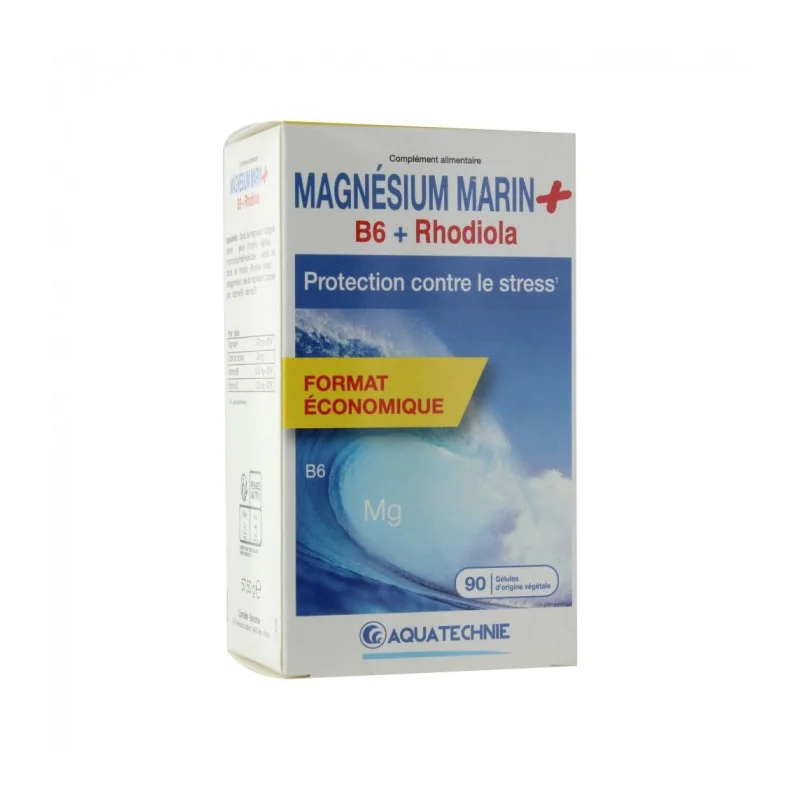 Aquatechnie Magnésium Marin + B6+Rhodiola 90 Gélules