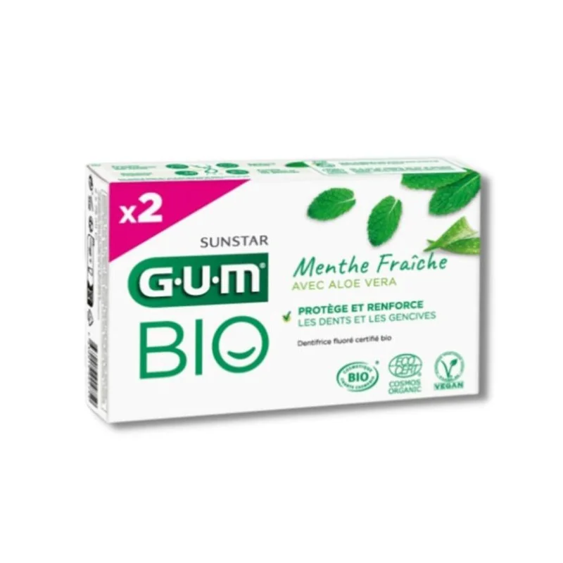 Gum 2 Dentifrices Bio Menthe Fraîche Vegan 2X75ml