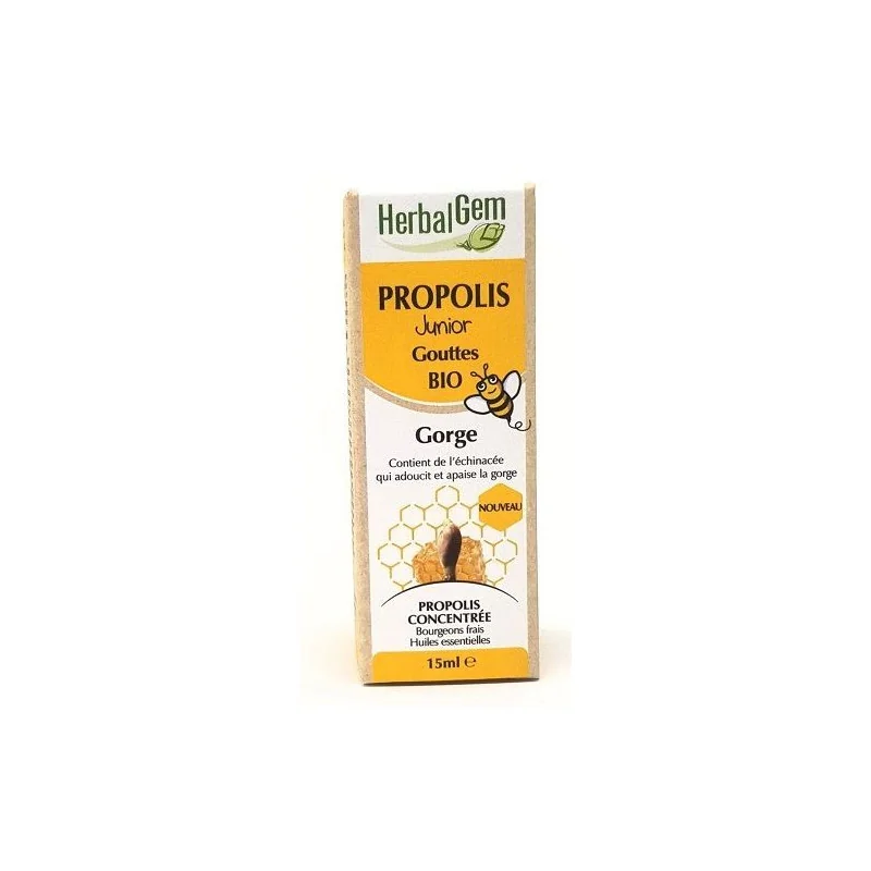 Herbalgem Propolis Bio Junior Gorge Gouttes 15ml