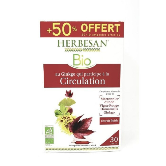 Herbesan Bio CIrculation 20 Ampoules +10 Offertes