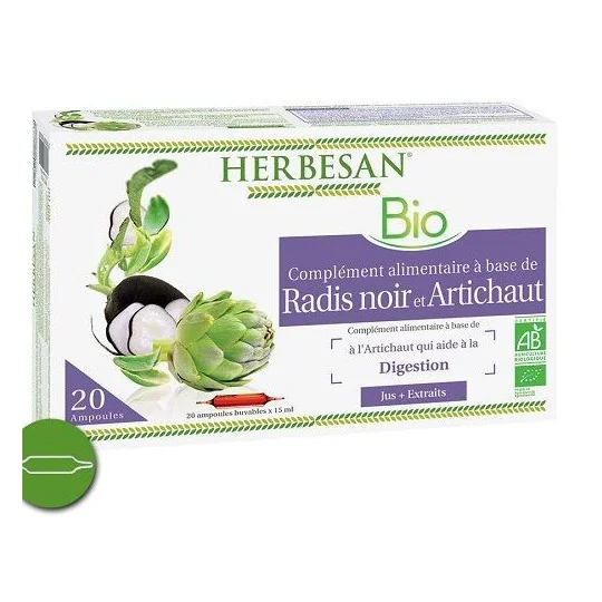 Herbesan Bio Radis Noir et Artichaut 20 Ampoules