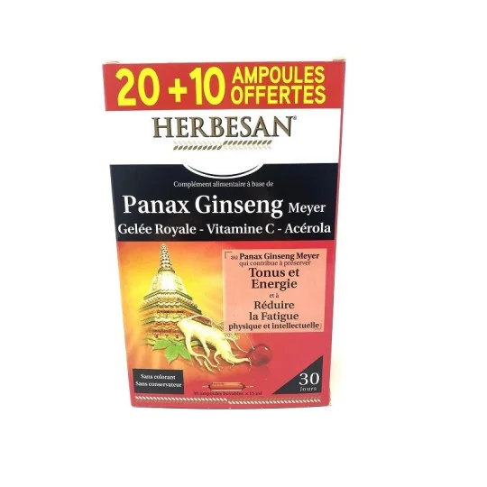Herbesan Panax Ginseng 20 ampoules + 10 offertes